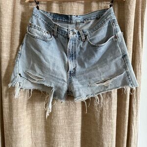 Levi's Light Blue Distressed Jean Shorts